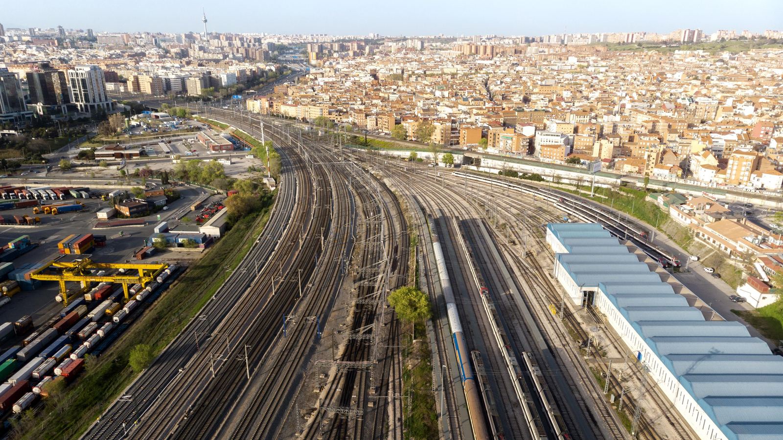 Aerial view of a railway yard