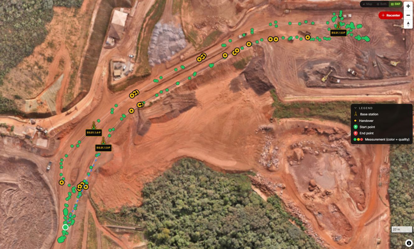 Georeferenced coverage heatmap over a mine