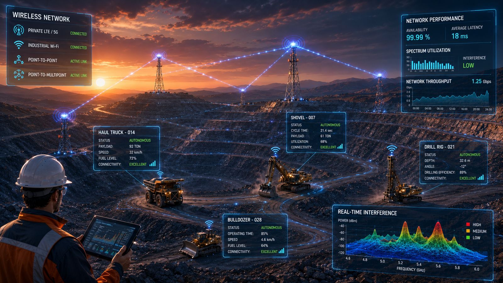 Mining operation with live network dashboards